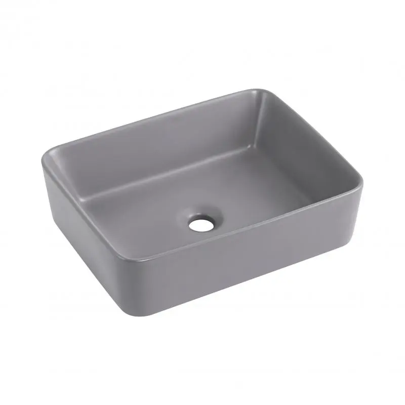 Раковина накладна Qtap Tern 480x370x135 мм, Stone grey, прямокутна, з донним клапаном QT17116069SG