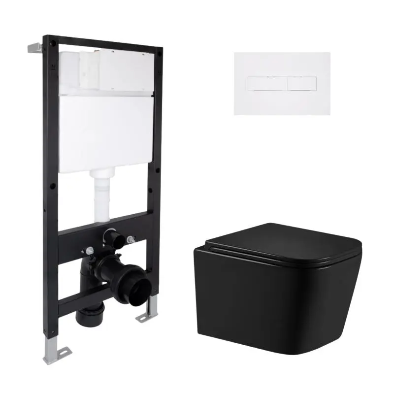 Готове рішення Qtap для ванної кімнати: підвісний унітаз Crow Ultra Quiet 485x340x290 + комплект інсталяції Standard (лінійна клавіша White)
