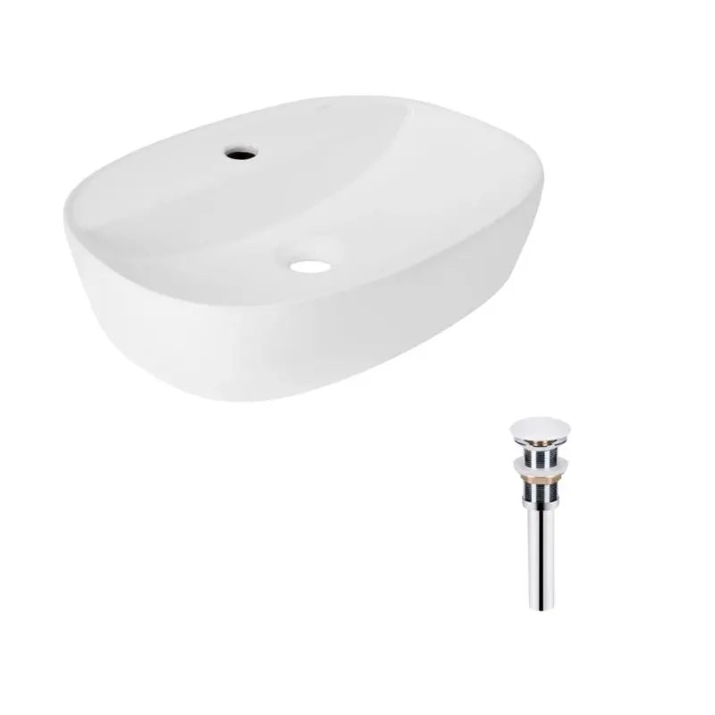 Комплект Qtap Scorpio: Раковина накладна овальна 500x380x120 мм White + Донний клапан PU02
