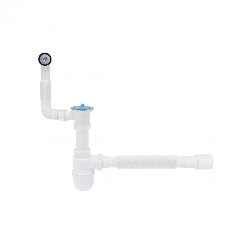 Сифон для кухонної мийки Lidz (WHI) 60 08 E004 00 з круглим переливом (вихід 50 мм)
