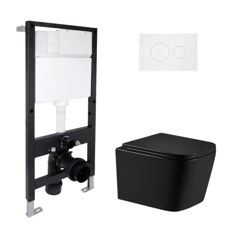 Готове рішення Qtap для ванної кімнати: підвісний унітаз Crow Ultra Quiet 485x340x290 + комплект інсталяції Standard (кругла клавіша White)