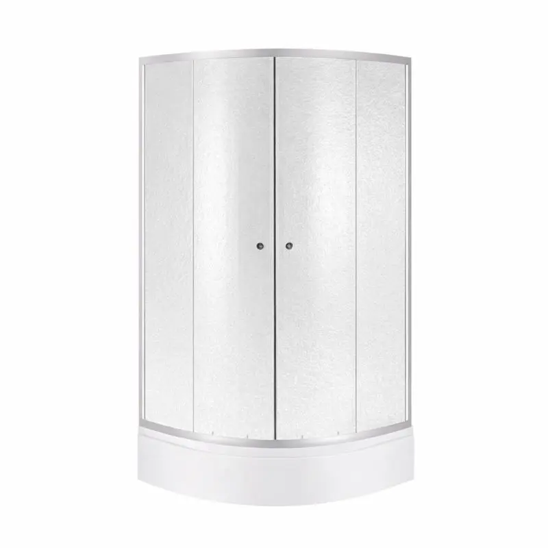 Душова кабіна Latwa SC90x90.SAT.MID.FR полукругла, скло Frost 4 мм + Душовий піддон KAPIELKA ST90x90x26, з панеллю Lidz