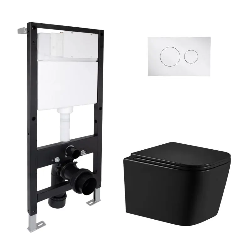 Готове рішення Qtap для ванної кімнати: підвісний унітаз Crow Ultra Quiet 485x340x290 + комплект інсталяції Standard (кругла клавіша Chrome)