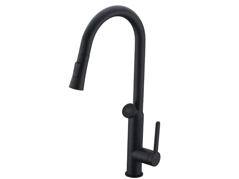 Змішувач для мийки витяжн.лійка, латунь,чорний матовий AIM,DG16057-S black matte