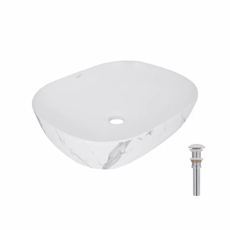 Раковина накладна Qtap Aquarius 470x380x120 мм, Marble, прямокутна, з донним клапаном QTAQA188MR49782