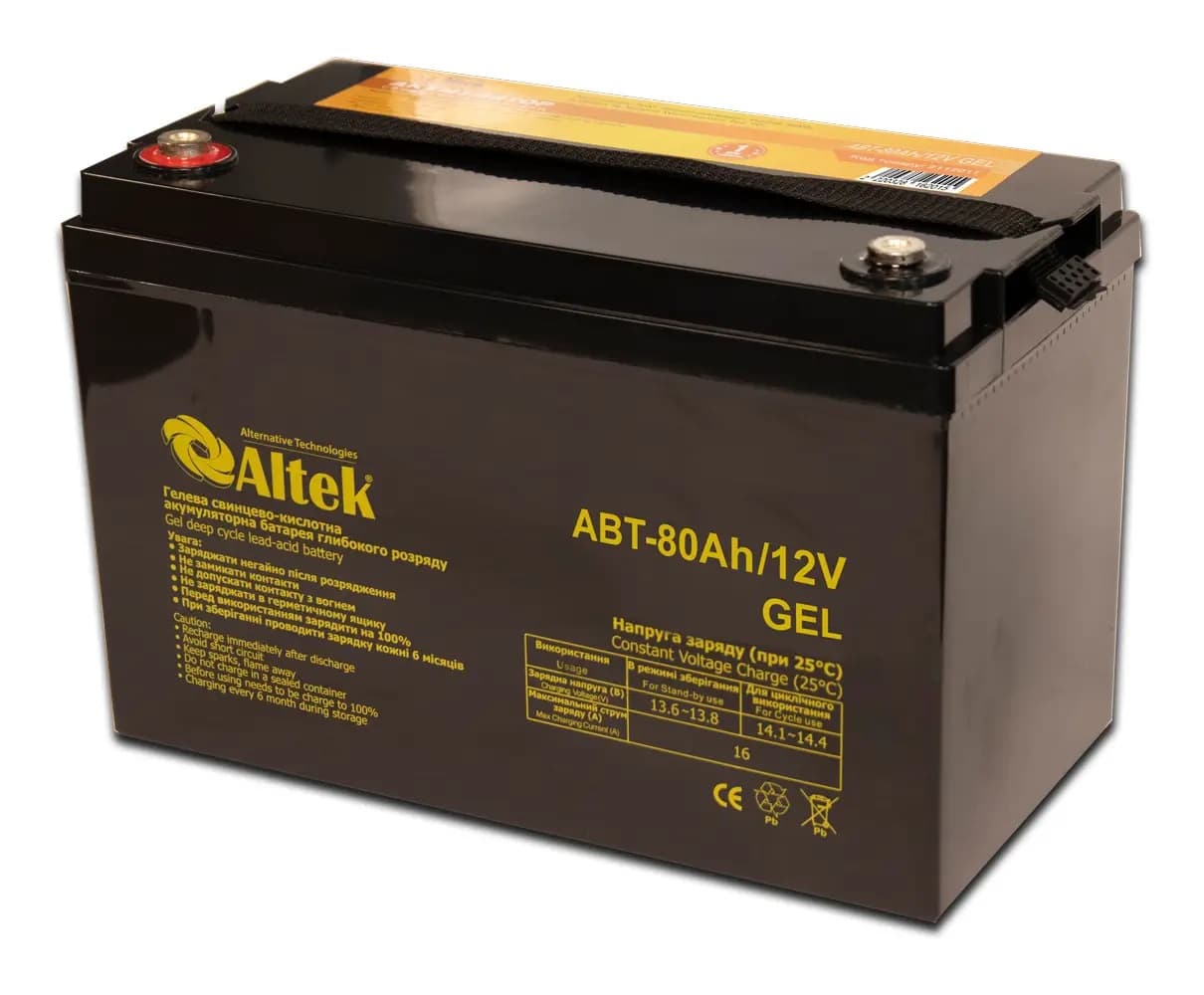 Акумуляторна батарея Altek ABT-80Аh/12V GEL, 80 Ач 12 В