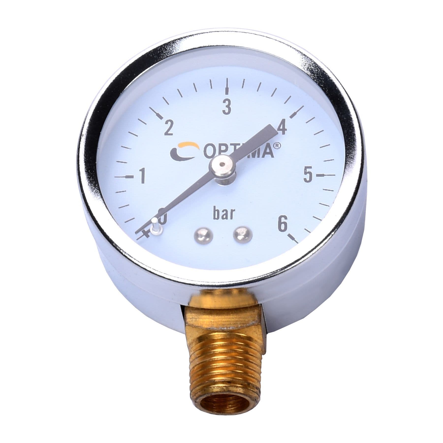 Манометр радіальний 0-6 bar 1/4" ф.50 (Optima), нержавіючий корпус