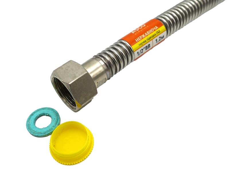 Шланг нерж.гофрований для ГАЗУ 1/2" 1,0 м ВВ ASCO 100шт.