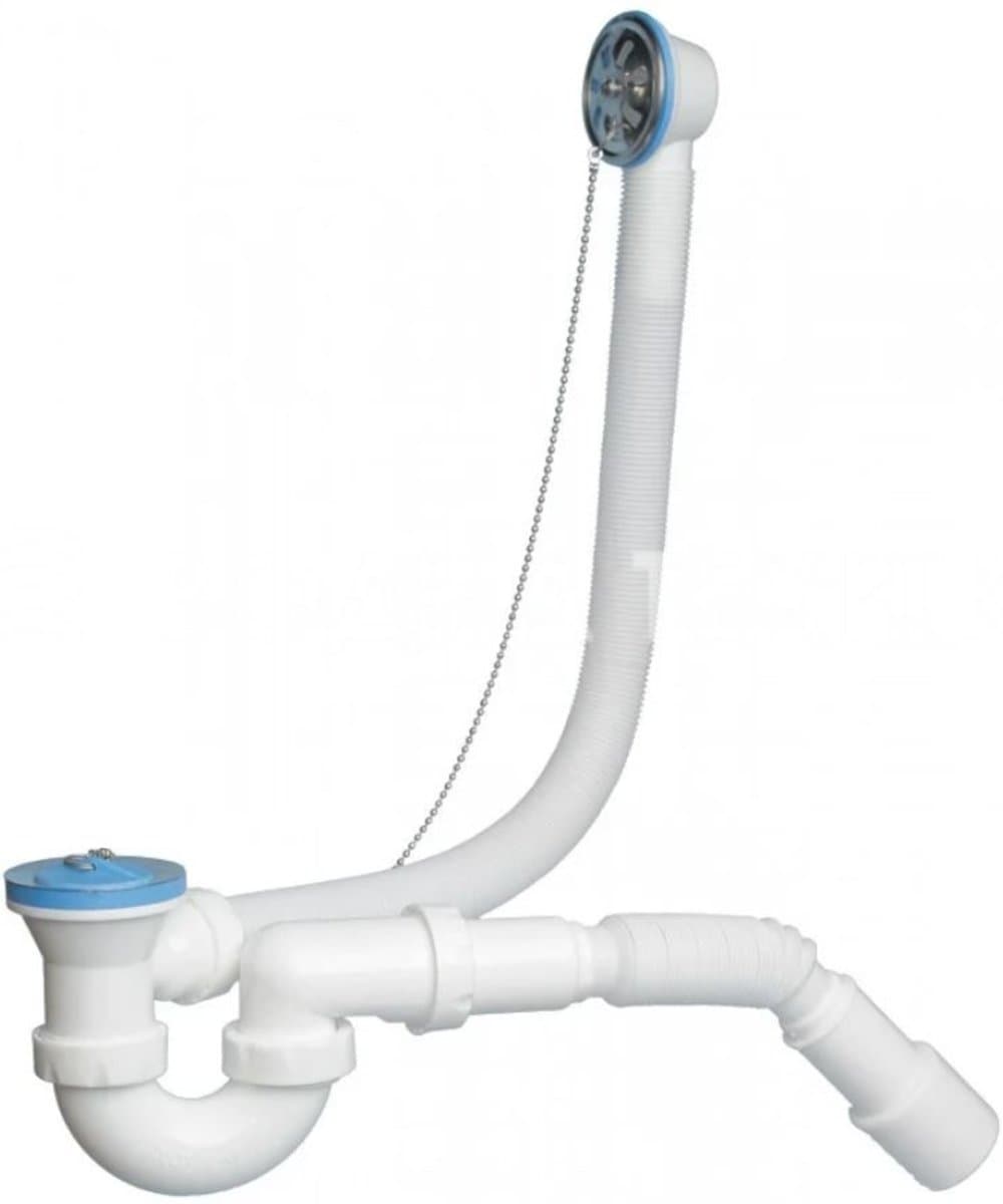 AQUANOVA Сифон для ванни низький вихід d 40/50(мет.ланцюжок)
