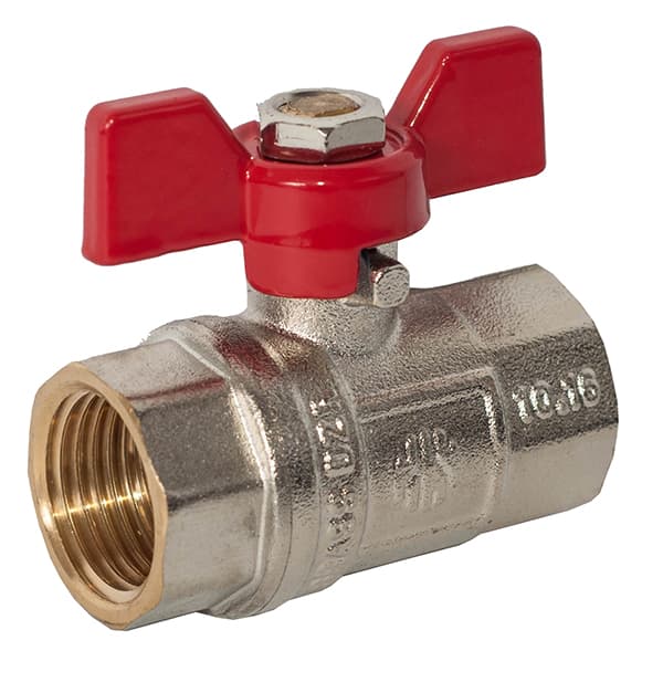 Кран кульовий 1/2" ВВ червоний метелик,з проточкою ASCO PN40 1/39