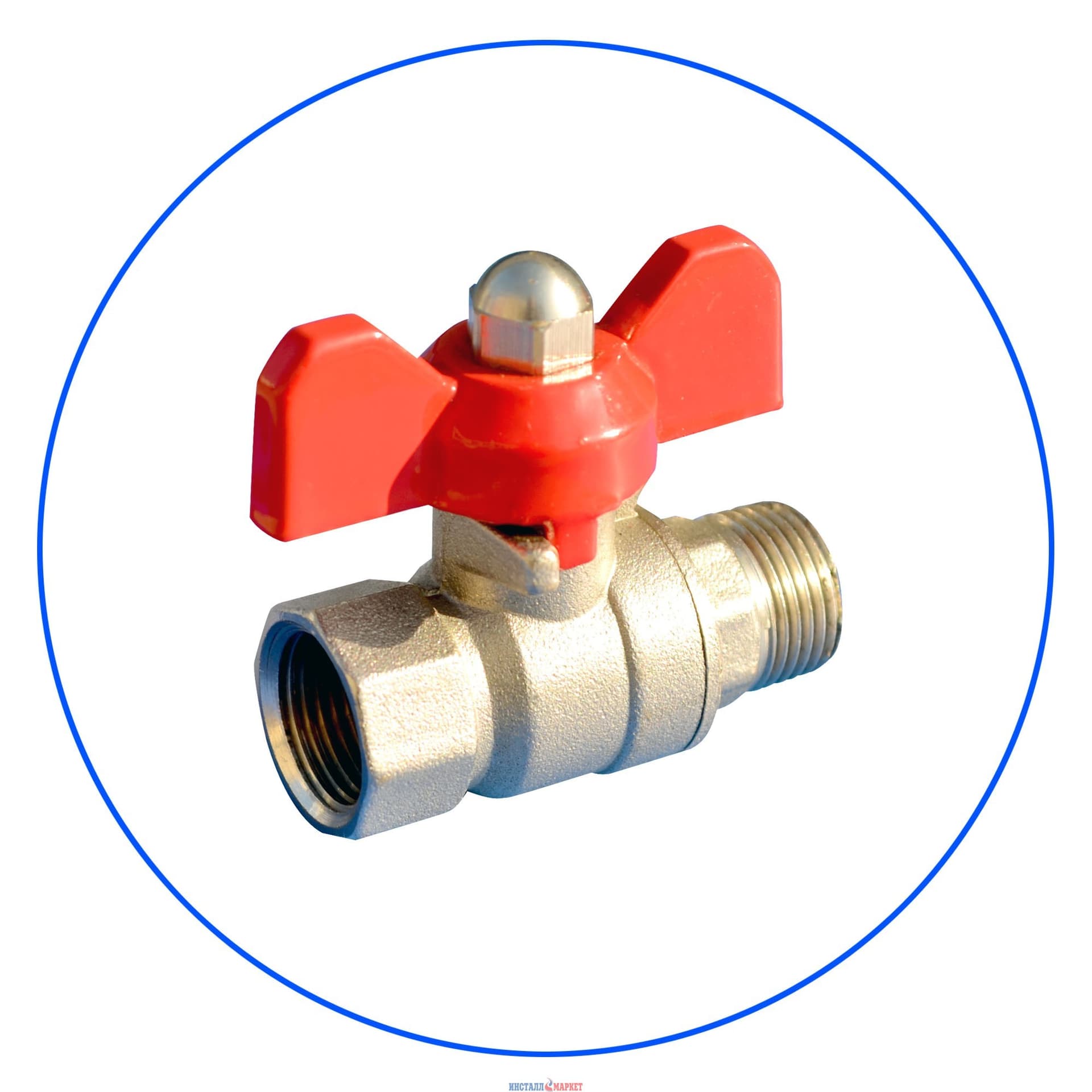 Спусковий кульовий кран 3/8"ВР x 3/8"НР для натрубних корпусів
