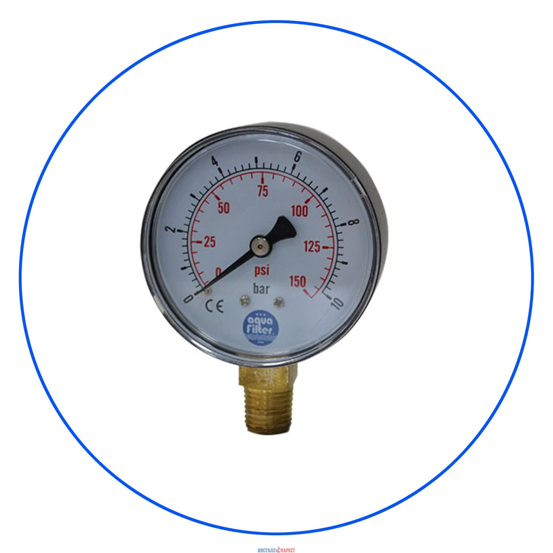 Манометр Aquafilter 0-10 bar 1/4”