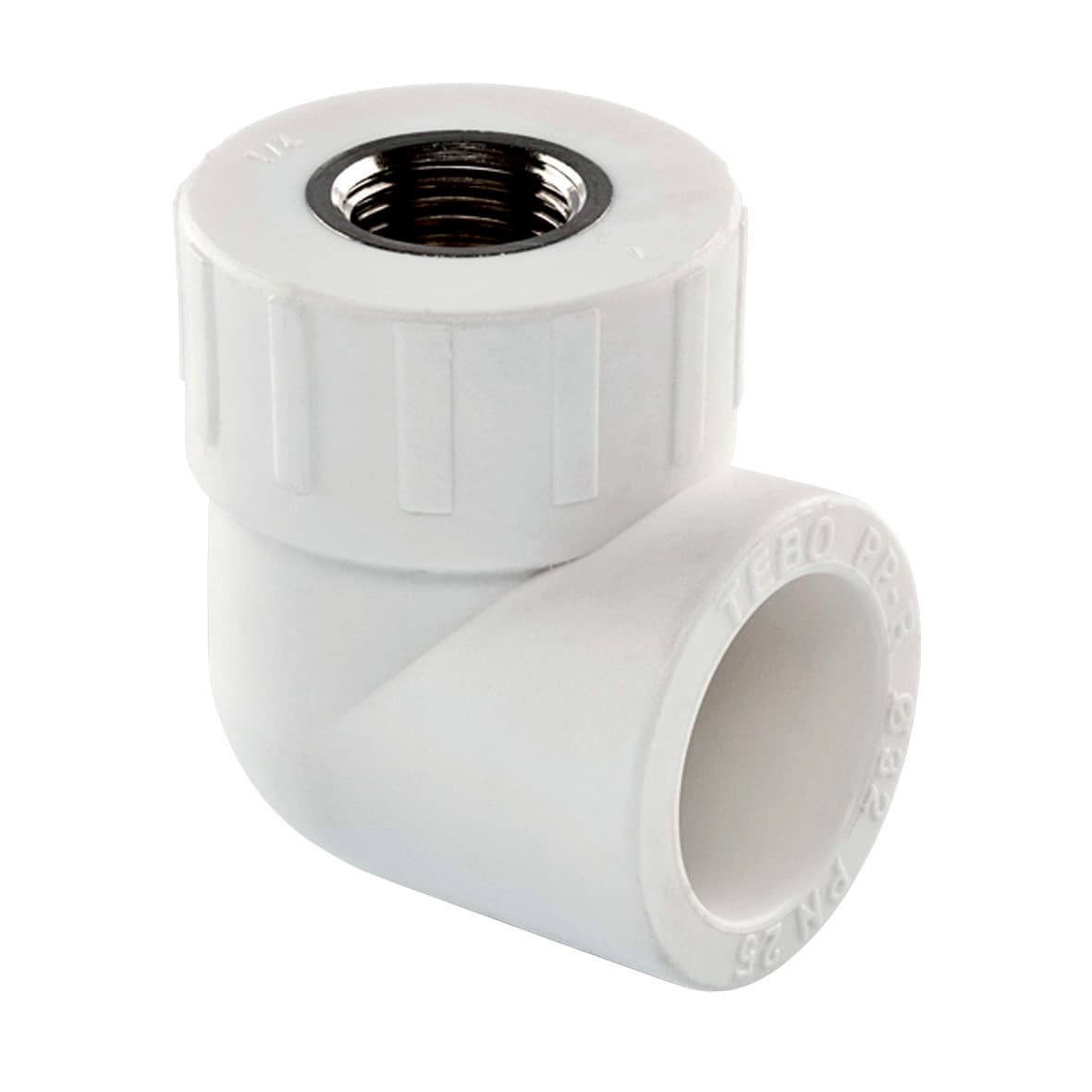 Кутник PPR внутрішній Ø32 х 1/2"В Tebo білий 15/90
