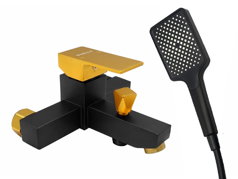 Змішувач для ванни короткий гусак MILLZ чорний-золото MRS-AL-F1(Black&Gold) 1/10