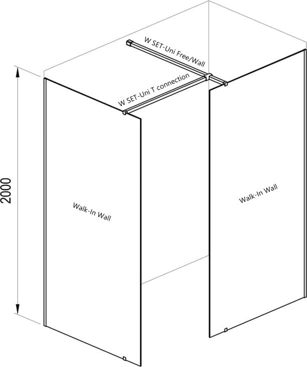 Нерухома стінка Walk In Wall- 100 v.200 Полір. алюм. Transparent