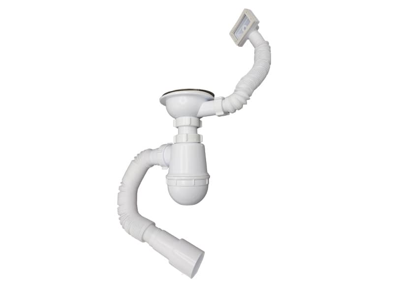 Сифон для мийки 3 1/2"х40 з різьб.випуском, гофротрубою 40х40/50 та гнучк.прямокут.переливом MILLZ
