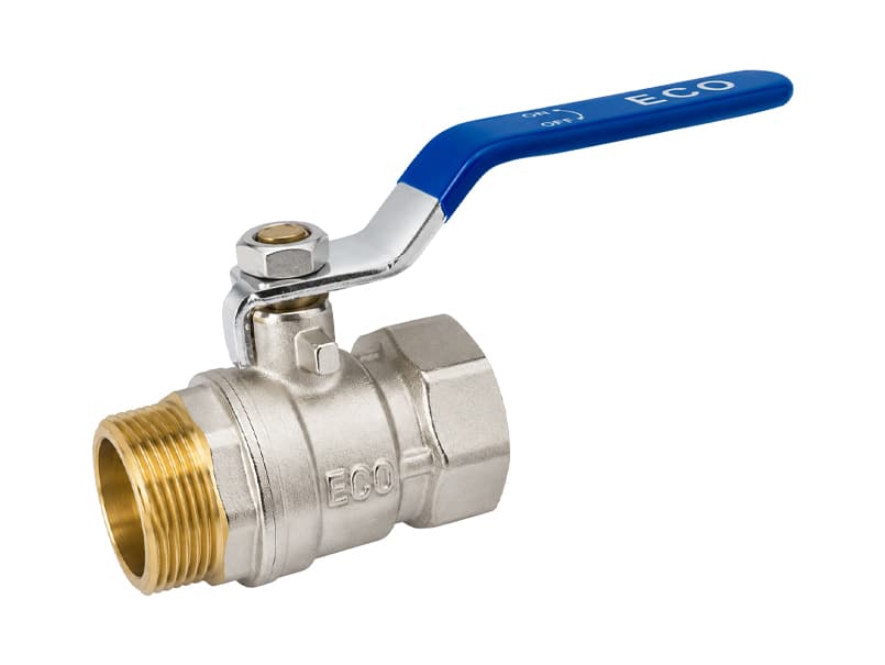Кран кульовий 1/2" ЗВ никель синяя ручка ECO 16/160