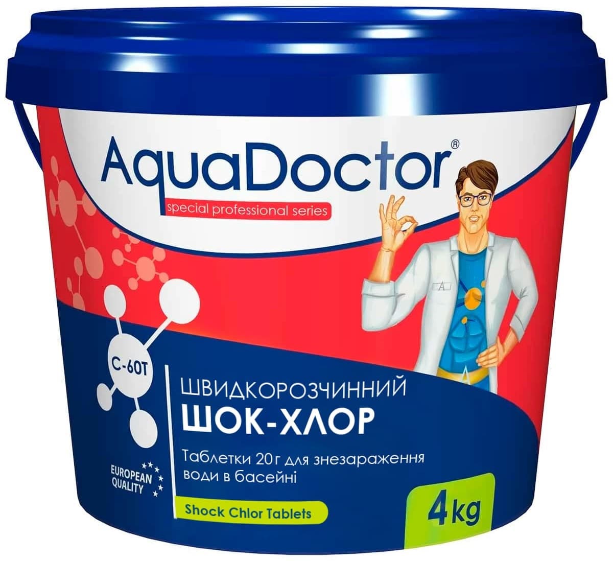 Шок-хлор для басейну AquaDoctor C-60T 4 кг в таблетках