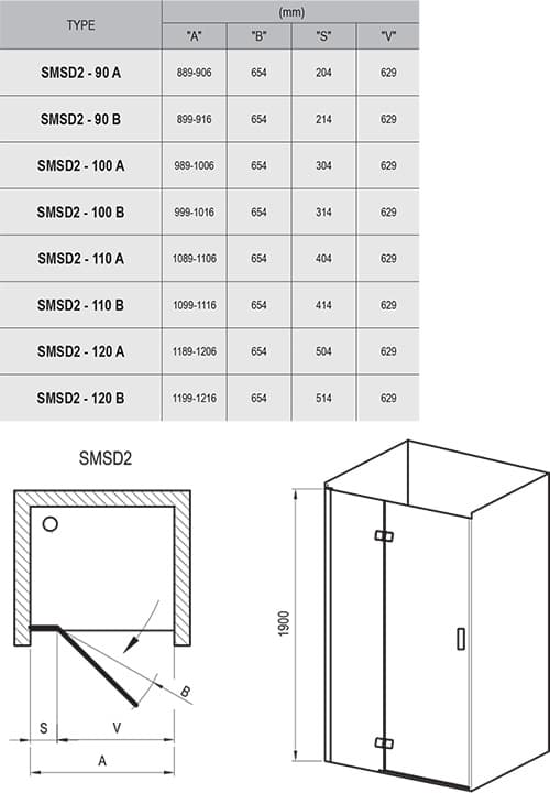 Душові двері SMSD 2- 100 A- L Хром TRANSPARENT