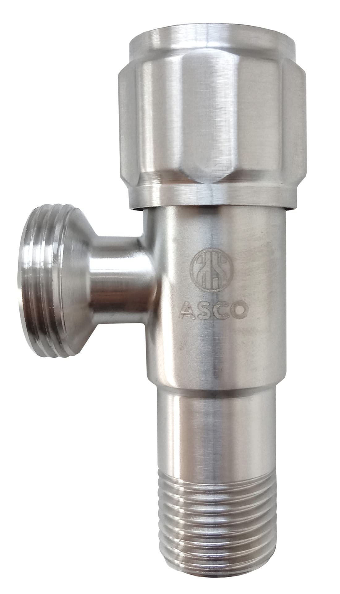 Кран кутовий 1/2"х3/4" нержав. S.S.304 ASCO 1/100шт.