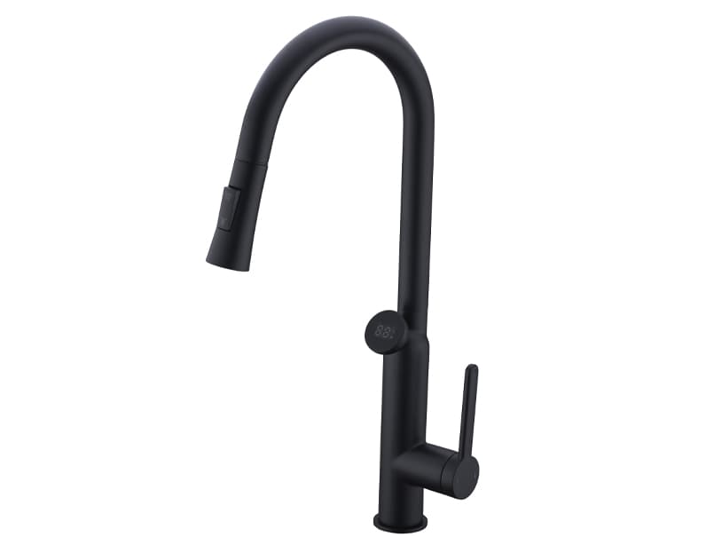 Змішувач для мийки витяжн.лійка, латунь,чорний матовий AIM,DG16057-S black matte