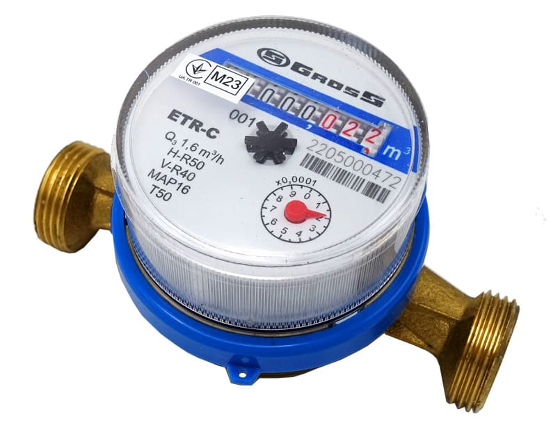 Лічильник Gross ETR-C(H) 1/2" 110 мм холодчої води R 50H/40V без штуцера 1/20