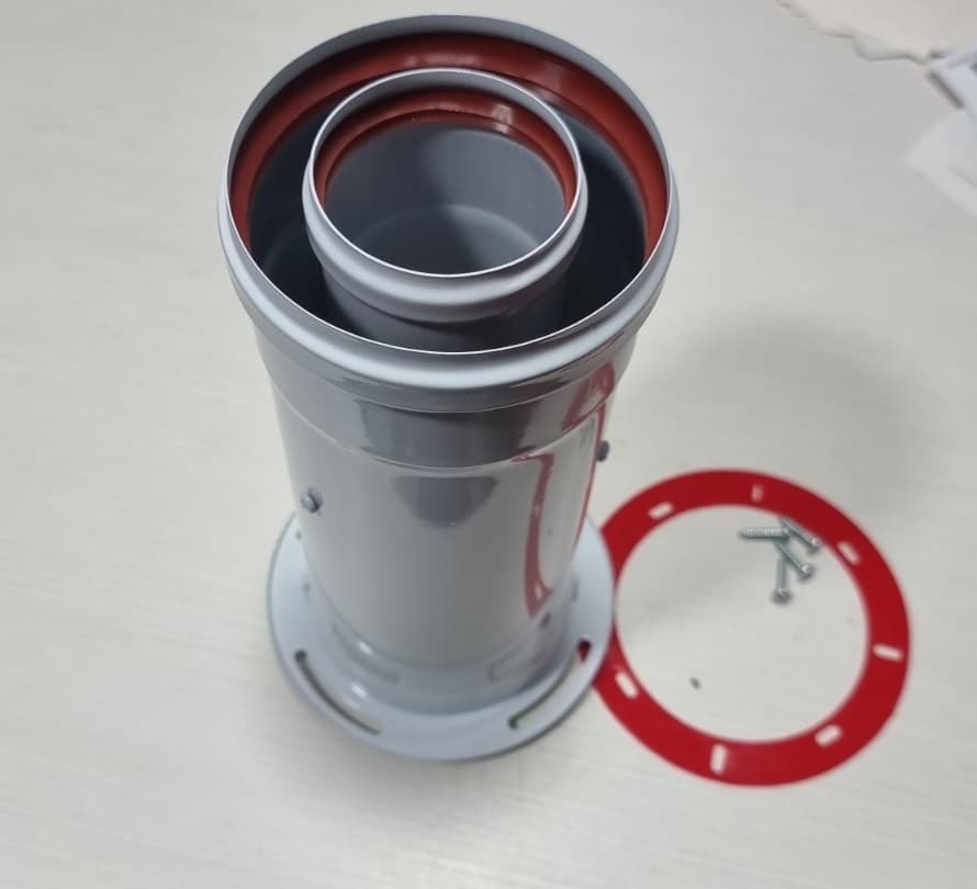Вертикальний адаптер-подовжувач коаксіального димоходу газового котла 60/100 фланцевий, L=250мм