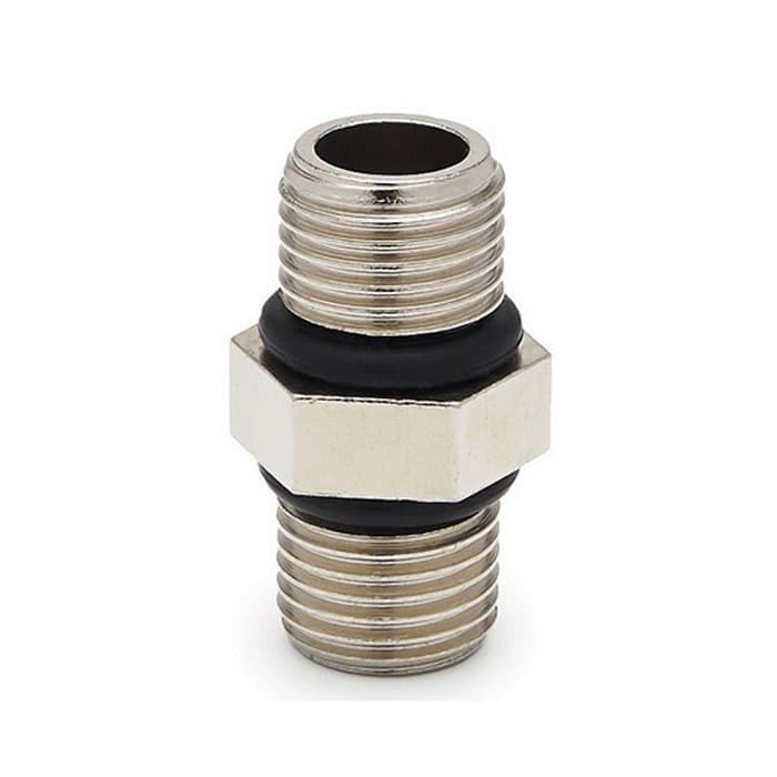 Ніпель латунний 1/4" РН х 1/4" РН, хромований, для з'єднання колб фільтрів
