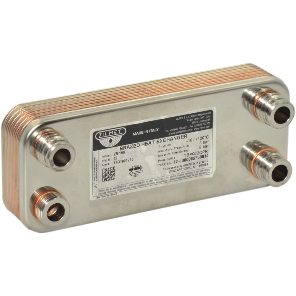 Вторинний теплообмінник ГВП Vaillant Turbomax, Atmomax Pro-Plus ,12 пластин, Zilmet (17B1901215)