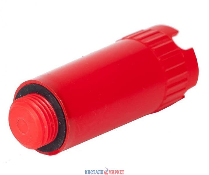 Заглушка пластикова різьбова 1/2" червона довга ASG-plast