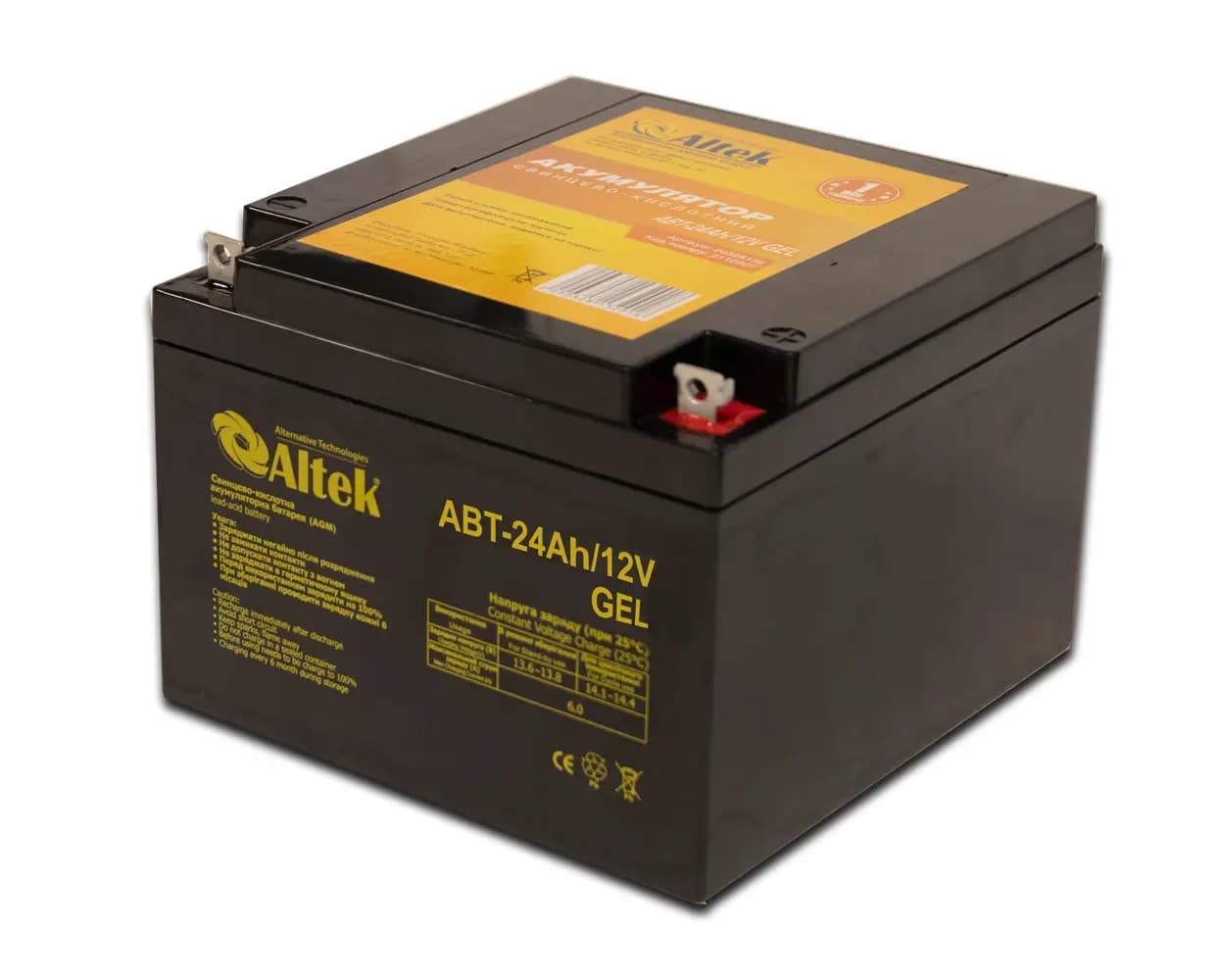Акумуляторна батарея Altek ABT-24Аh/12V GEL, 24 Ач 12 В