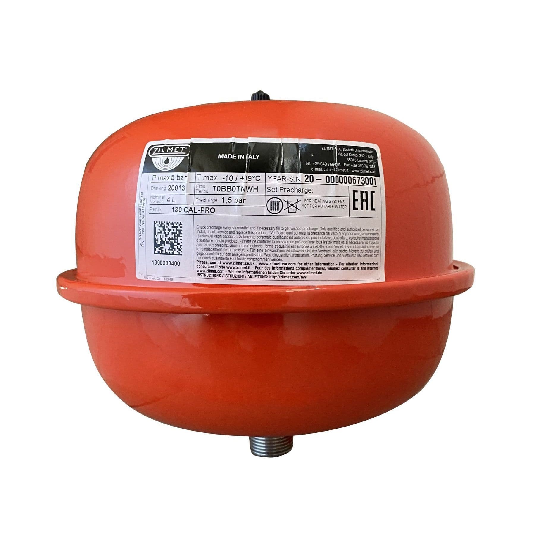 Розширювальний бак круглий Zilmet CAL-PRO,4 л,3/4"