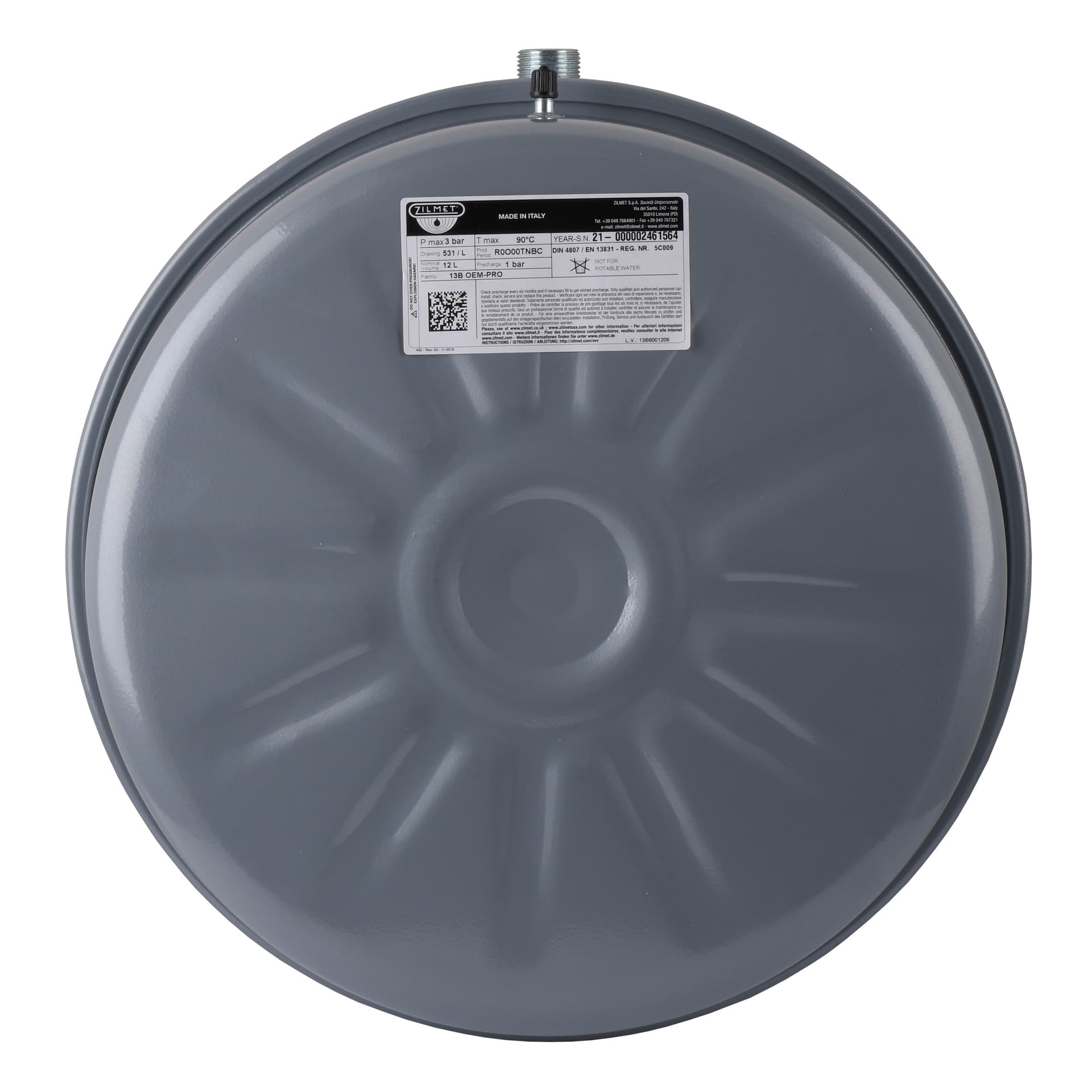 Розширювальний бак Zilmet OEM-PRO 12 л плоский рифлений