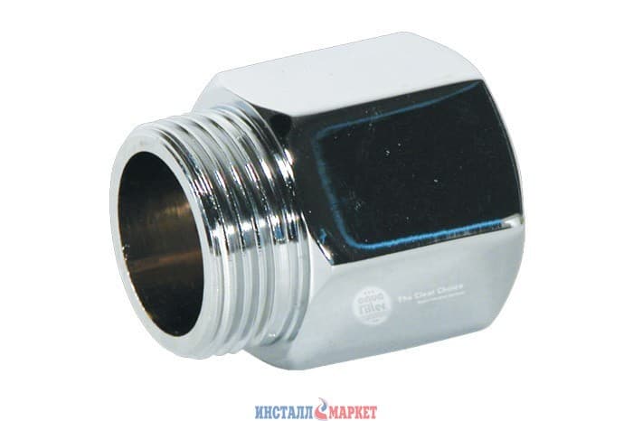 Хромированный латунный адаптер Aquafilter 3/4" НР x 3/4" ВР с уплотнительным кольцом