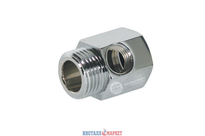 Хромований латунний адаптер Aquafilter 3/8" НР x 3/8" ВР x 1/4" ВР