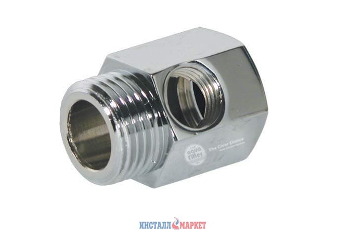 Хромований латунний адаптер Aquafilter 1/2"НР x 1/2"ВР x 1/4"ВР