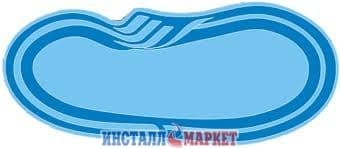 Басейн "Блакитна лагуна" овальний великий зі ступенями 8.00 х 3.50 м, глибина 1.20-1.60 м