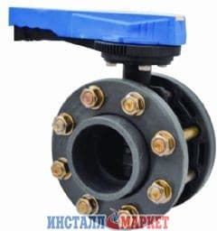Засувка дискова з фланцями,ручна, PVC/PVC/EPDM Pimtas