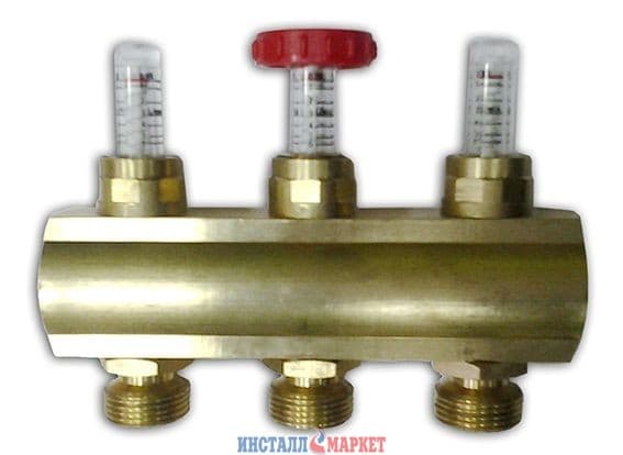 Колектор з витратомірами 1" х 3/4" 3 вих. ASCO