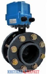 Засувка дискова з фланцями, електроприводом, PVC/PVC/EPDM 24 VDC Pimtas
