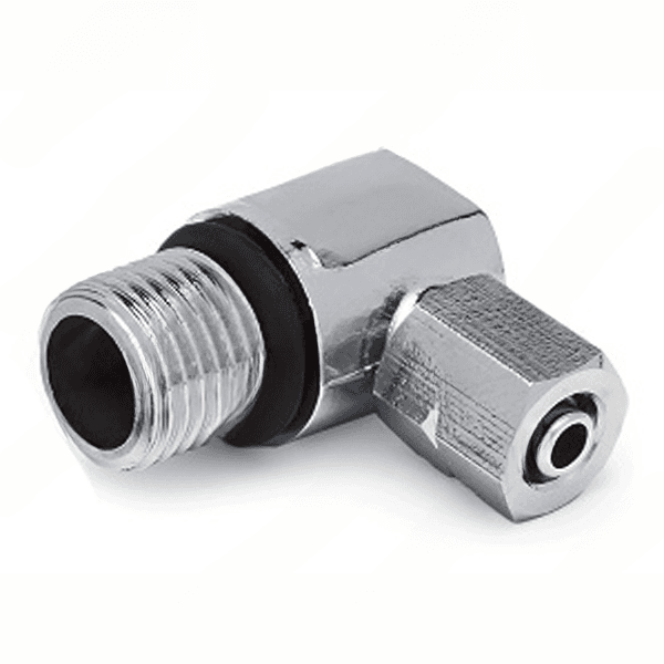 Латунне хромоване коліно 1/4" РН х 1/4" шланг для підключення фільтрів