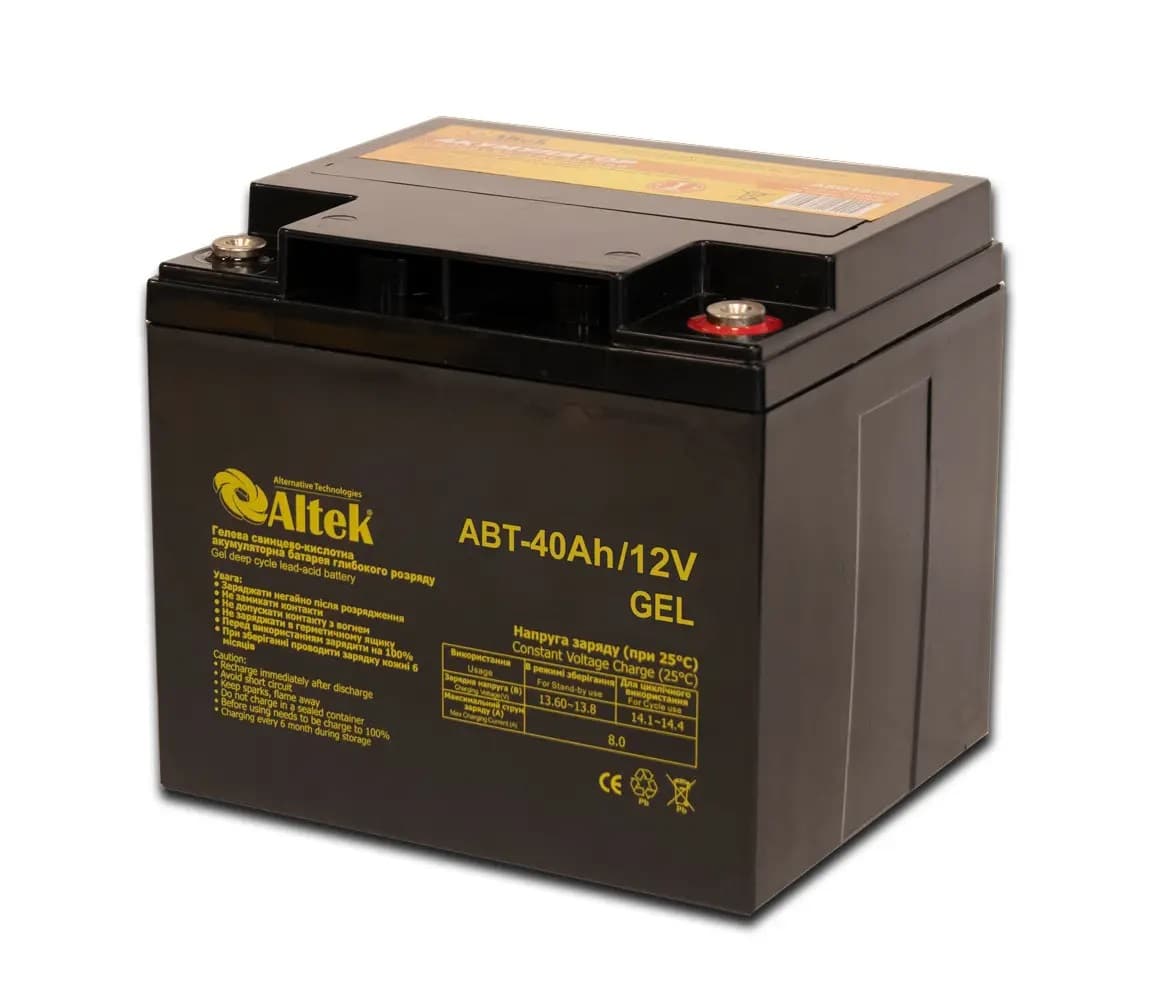 Акумуляторна батарея Altek ABT-40Ah/12V GEL, 40 Ач 12 В