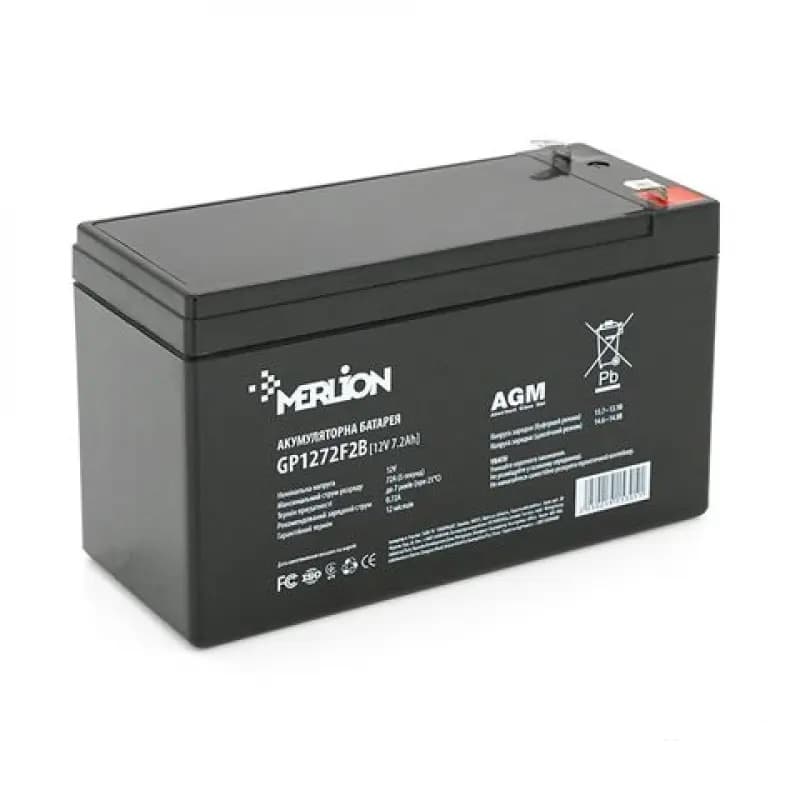 Акумуляторна батарея Merlion AGM GP1272F2B 12V 7,2Ah (7,2Ач,12В)