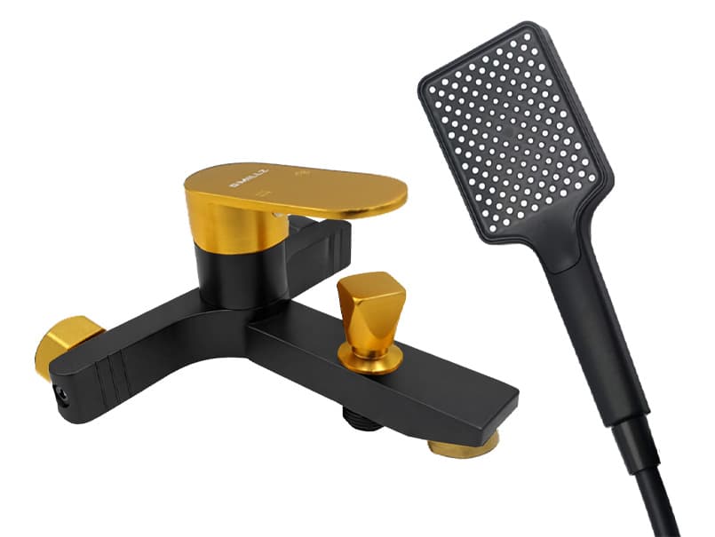 Змішувач для ванни короткий гусак MILLZ чорний-золото MRS-AL-F2(Black&Gold) 1/10