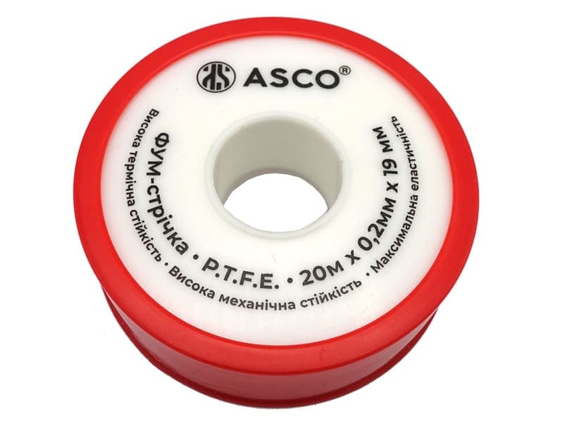 Фум-стрічка професійна 19mm×0.2mm×20м (0.4g/cm3) ASCO Turkey 10/250