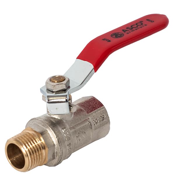 Кран шаровой 3/4" НВ красная ручка с проточкой ASCO PN40 1/24