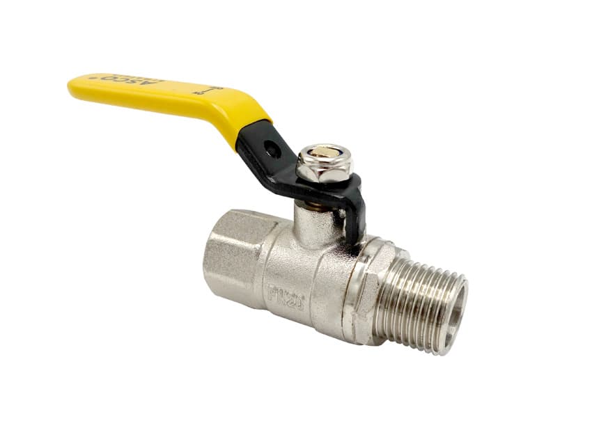 Кран шаровый никель для газа Nickel PRO 1/2" ЗВ PN20 желтая ручка ASCO 1/24