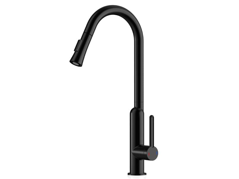 Змішувач для мийки витяжн.лійка, латунь,чорний матовий AIM, DG16057- black matte
