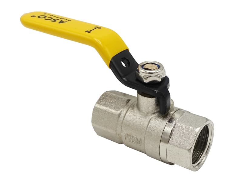 Кран шаровый никель для газа Nickel PRO 1/2" ВВ PN20 желтая ручка ASCO 1/24