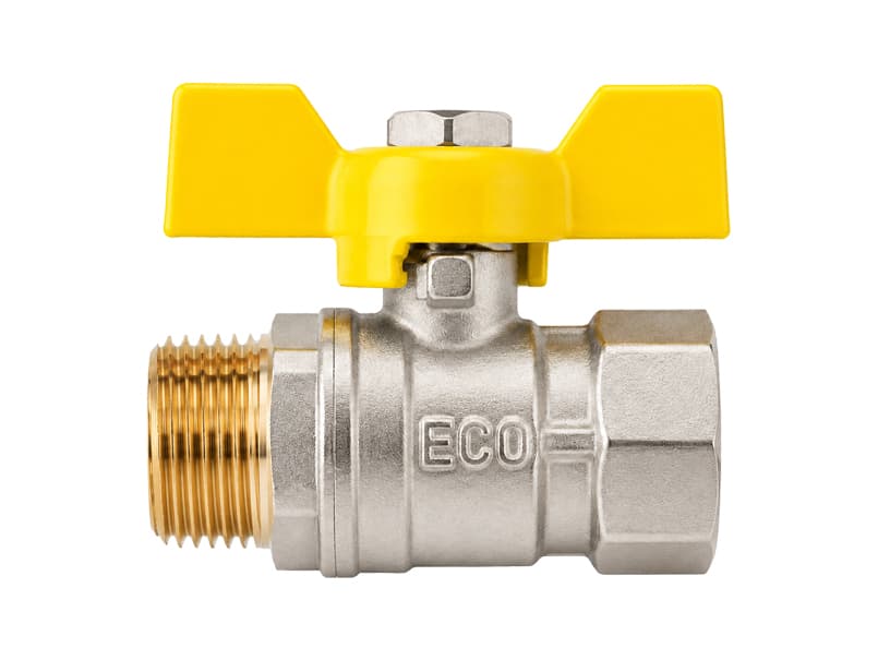 Кран кульовий 1/2" ЗВ нікель жовтий метелик ECO 24/240